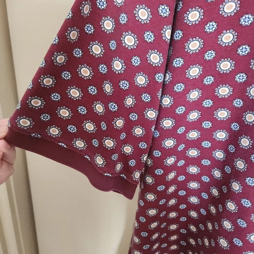 M41 Lands' End Men's Maroon Polo w Muti Color Dot Print